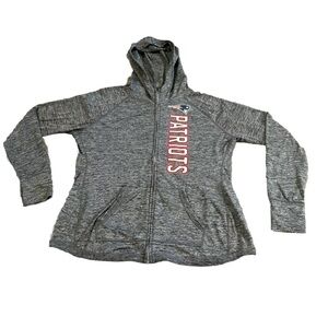 New England Patriots NFL Fleece Hoodie Jacket Women Sz XL Gray Zip Pocket Hood